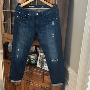 AG Adriano Goldschmied Dark Blue Cropped Jeans